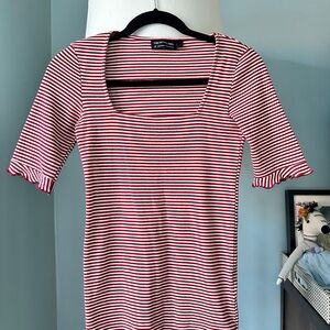 The Fifth Label Crimson and White Striped Top